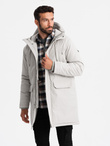 Long classic men's parka jacket - cream V1 OM-JALJ-0166