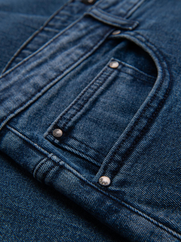 Men's CARROT FIT denim pants with decorative darts - dark blue V2 OM-PADP-0227 