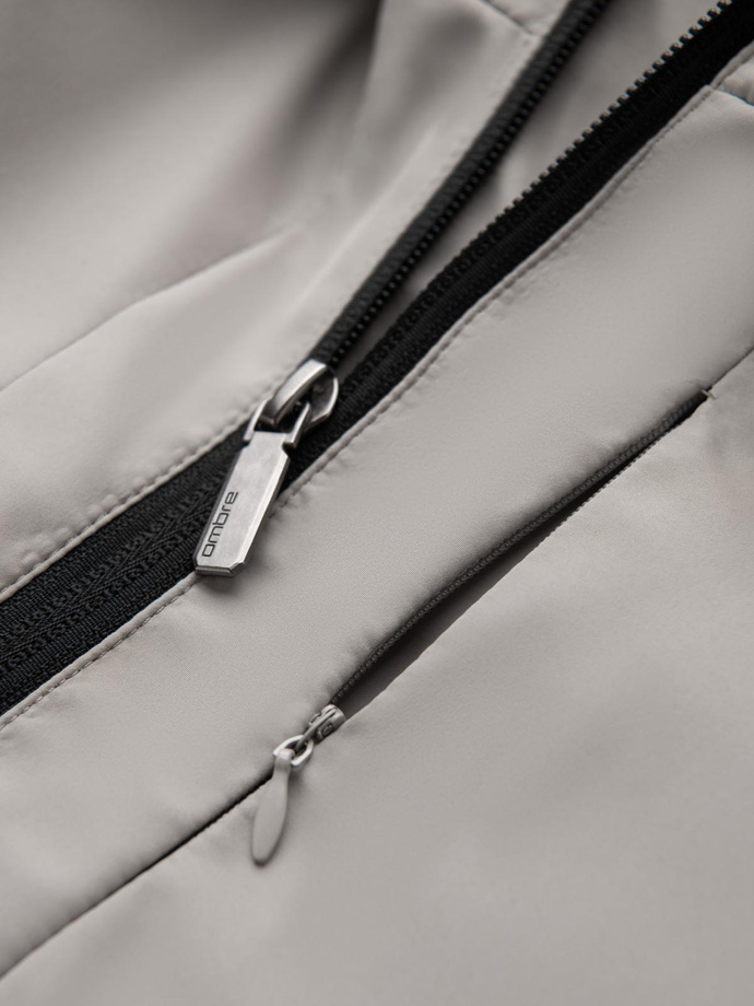 Men's lightweight jacket with mesh lining and hood - grey V6 OM-JANP-0149