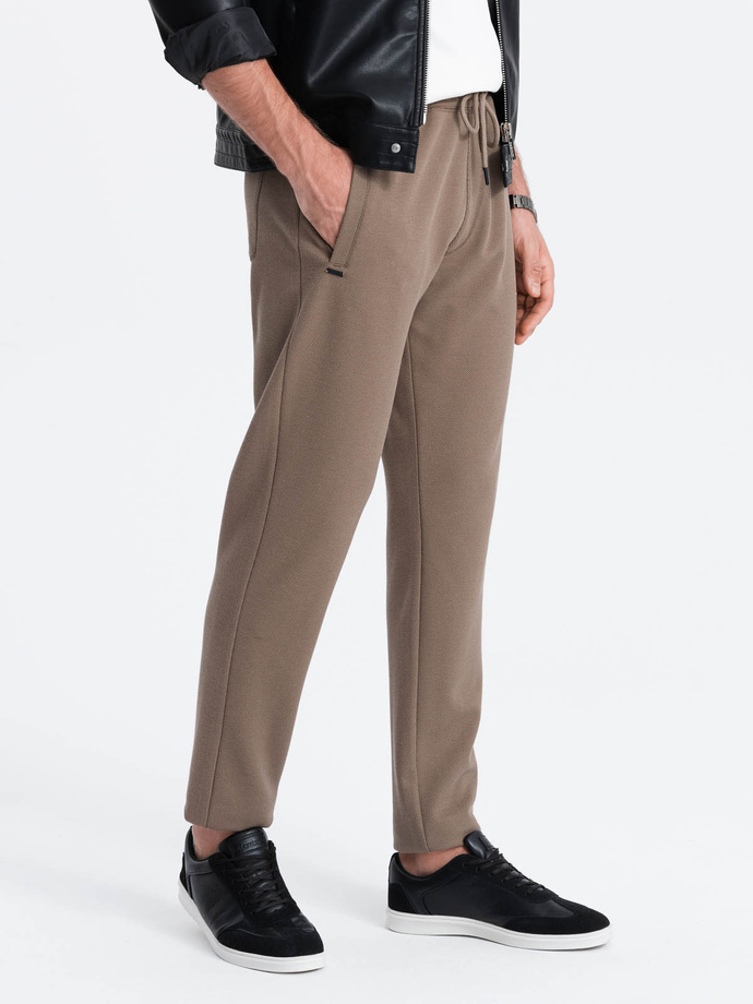 Men's carrot cut sweatpants - brown V2 OM-PASK-0166