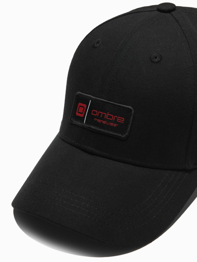 Men's baseball cap with patch - black V1 OM-ACCS-0103