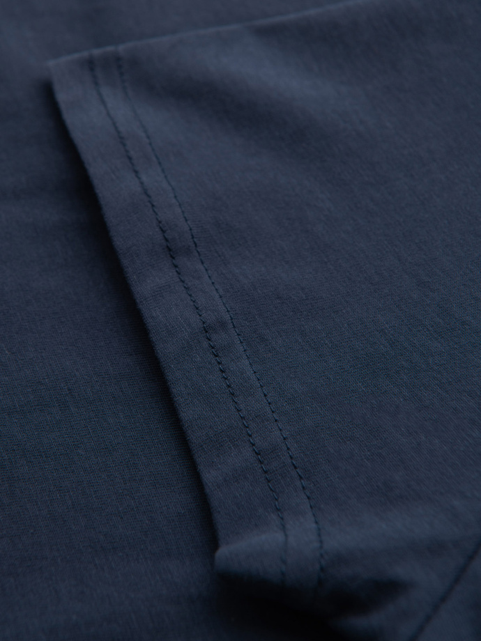 Men's casual t-shirt with pocket patch - navy blue V10 OM-TSCT-0109