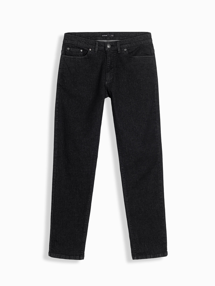 Klasyczne męskie spodnie jeansowe REGULAR FIT – czarne V2 OM-PADP-0152