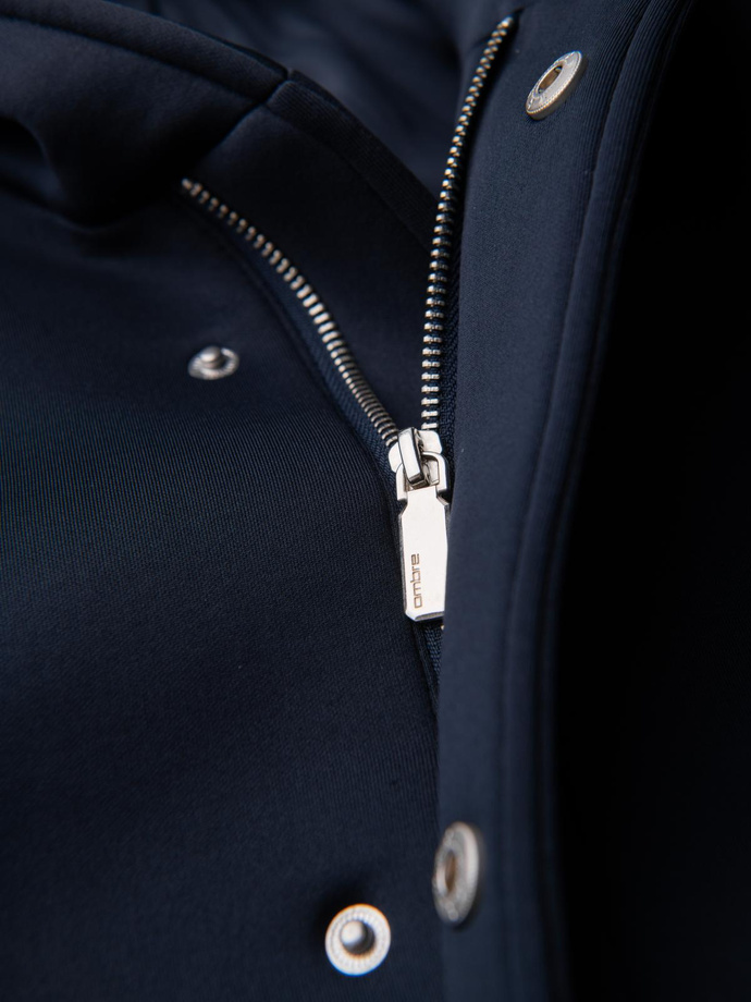 Men's insulated coat with hood and concealed zipper - black V1 OM-COWC-0110