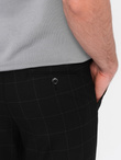 Men's pants with a classic cut in a delicate check - black V5 OM-PACP-0187
