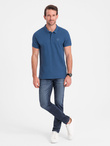 Men's pique knit polo shirt - dark blue V13 S1374