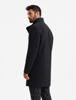 Men's coat with high collar and asymmetrical fastening - black V2 OM-COWC-0120