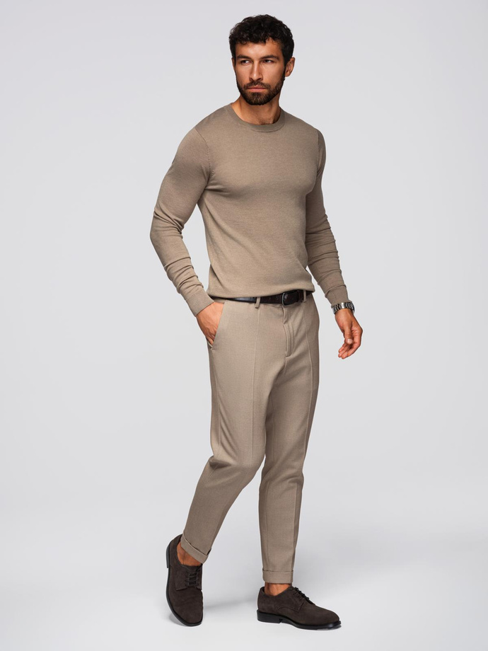 Classic men's sweater with round neckline - black V2 OM-SWBS-0106