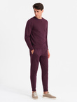 Dresowy bawełniany komplet męski BASIC bluza nierozpinana + joggery – bordowy V3 Z84