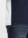 Tri-color men's cotton t-shirt - white and navy blue V3 OM-TSCT-0174