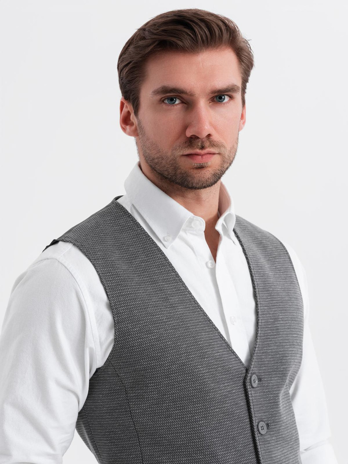 Elegant men's set suit vest + shorts - graphite V3 Z112