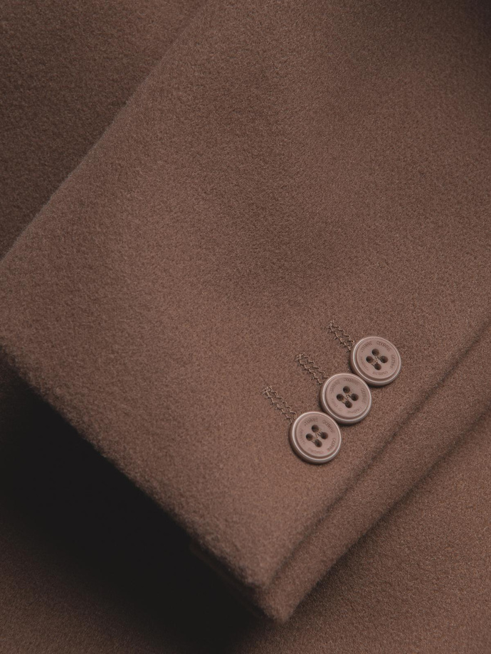Men's casual blazer with decorative buttons on cuffs - light brown V2 OM-BLZB-0118