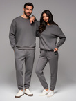 Klasyczne spodnie dresowe ze ściągaczami unisex– szare V18 OU-PSBC-0100