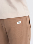 Spodnie męskie dresowe typu jogger - brązowe V2 OM-PABS-0173