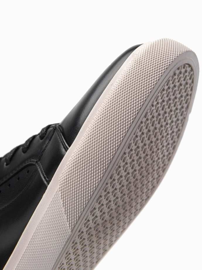 Buty męskie sneakersy ze skóry ekologicznej – czarne V2 OM-FOCS-0179