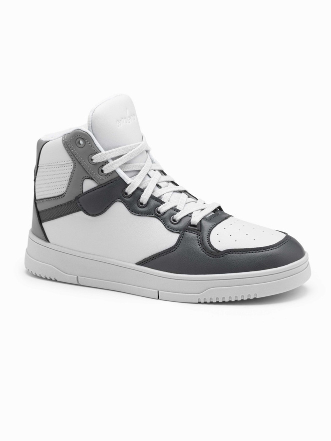 Buty męskie sneakersy z wysoką cholewką – szare V2 OM-FOSH-0139