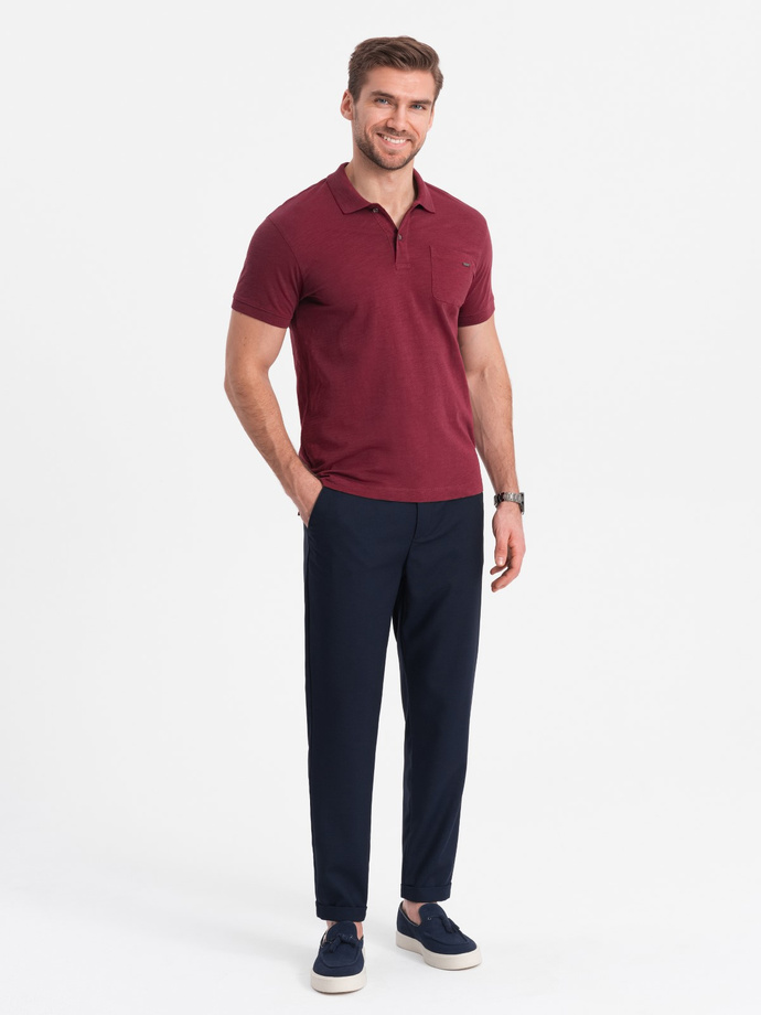 Męskie spodnie chino z gumką w pasie SLIM FIT - granatowe V3 OM-PACP-0157