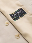 Fitted elegant men's vest with elastane and lapels - beige V2 OM-BLZV-0145