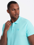 Men's BASIC single color pique knit polo shirt - mint V18 OM-POBS-0100