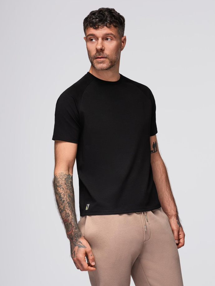 Męska koszulka COMFORT FIT z raglanowym rękawem – czarna V2 OM-TSCT-0240