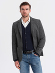 Men's checkered blazer with wool - graphite V2 OM-BLZB-0117