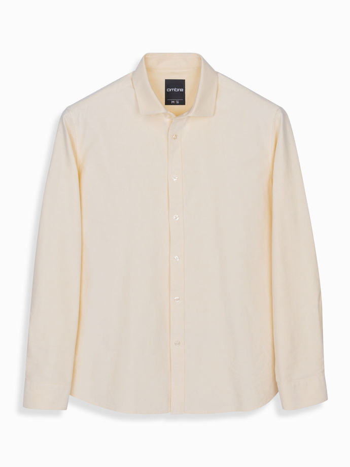 Pastel cotton men's oxford shirt - bright yellow V3 OM-SHOS-0183