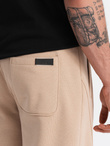 Męskie bawełniane spodnie joggery dresowe BASIC – beżowe V6 OM-PABS-0174