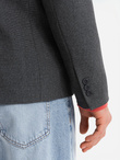 Elegant men's blazer with decorative buttons on cuffs - graphite V1 OM-BLZB-0114