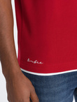 Men's cotton polo shirt with contrast trim - red V2 OM-POSS-0113