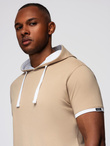 Men's SLIM FIT T-shirt with round neckline and logo - white V1 OM-TSCT-0220