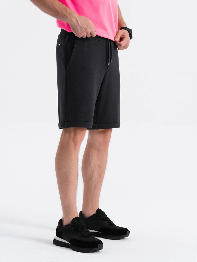 Men's knit shorts with elastic waistband - black V2 OM-SRCS-0107