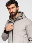 Men's lightweight jacket with mesh lining and hood - grey V6 OM-JANP-0149
