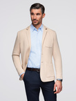 Men's SLIM knit jacket with subtle texture - beige V5 OM-BLZB-0101
