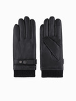 Men's eco suede gloves with welt - black V1 OM-ACGL-0112