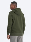 Bluza męska rozpinana z kapturem - oliwkowa V1 OM-SSZP-22SS-010