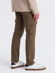 Men's REGULAR fabric pants with cargo pockets - olive V2 OM-PACG-0178