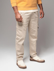 Men's knitted joggers with cargo pockets - cream V1 OM-PAJO-0199
