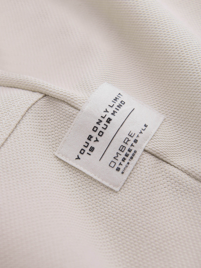 Men's structured knit sweatpants - light beige V1 OM-PASK-0211