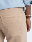 Jeansowe spodnie męskie bez przetarć SLIM FIT - beżowe V8 OM-PADP-0148