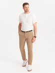 Men's chino pants with decorative waistband - sand V5 OM-PACP-0118