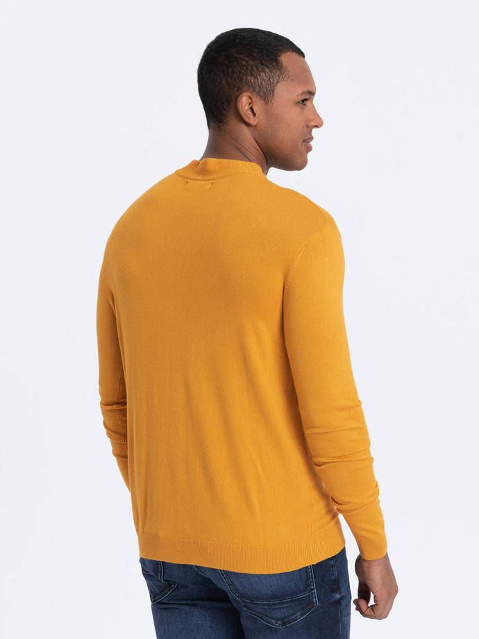 Men's knitted half turtleneck with viscose - mustard V5 OM-SWTN-0100