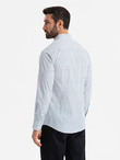 Męska koszula w drobny wzór SLIM FIT - biała V2 OM-SHCS-0140