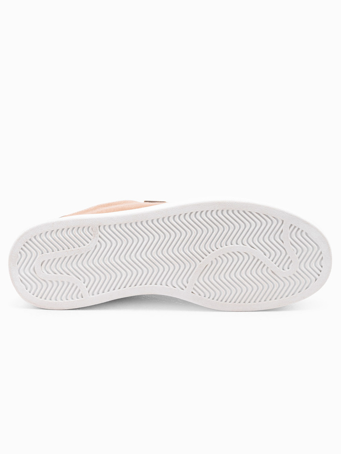Buty męskie sneakersy z łączonych materiałów - brązowe V1 OM-FOCS-0108