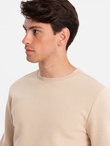 Komplet dresowy męski bawełniany BASIC bluza nierozpinana + joggery – beżowy V6 Z84