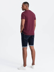 Men's cotton tricolor t-shirt - maroon and black V5 OM-TSCT-0174