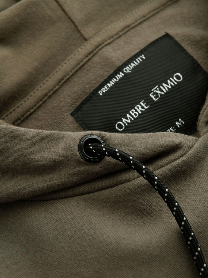 Men's kangaroo hoodie with logo - olive V4 OM-SSNZ-0162