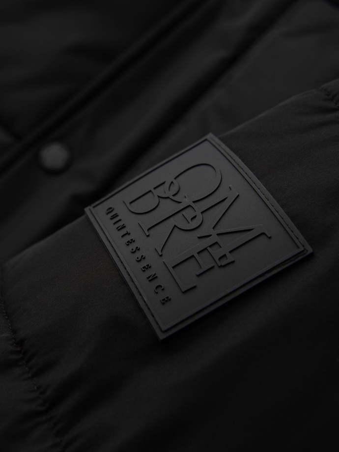 Men's quilted jacket with jacket cut - black V3 OM-JALP-0188