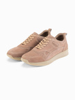 Men's lightweight suede sports style sneakers - beige V3 OM-FOSL-0205