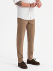 Men's REGULAR FIT chino pants with fine texture - dark beige V2 OM-PACP-0184