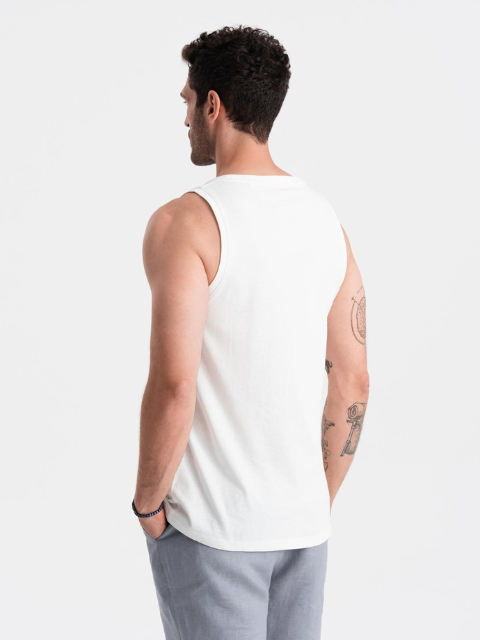 Men's BASIC cotton tank top - white V1 OM-TSBT-0192
